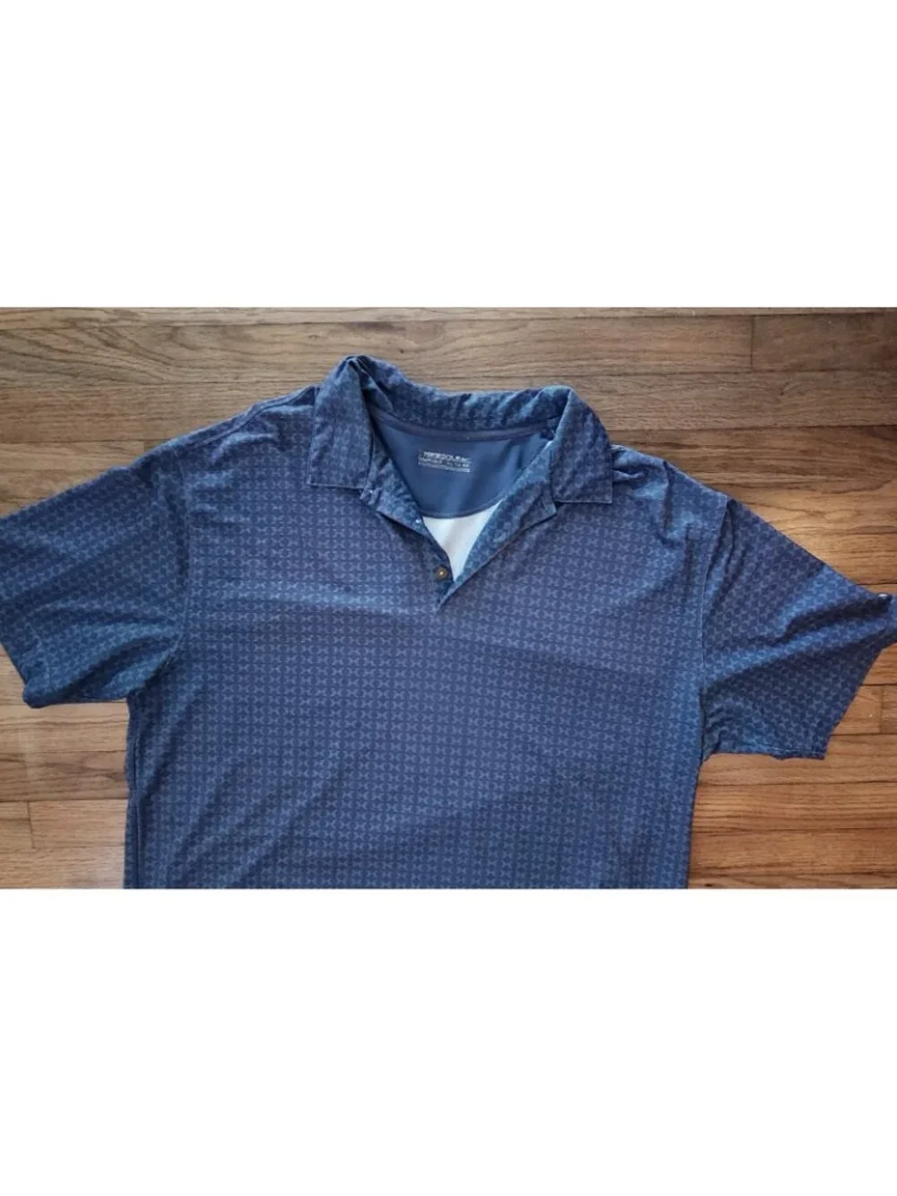 Vintage Y2K Nike Golf Polo Shirt Blue Grey Geometric Pattern Swoosh Sleeve XXL